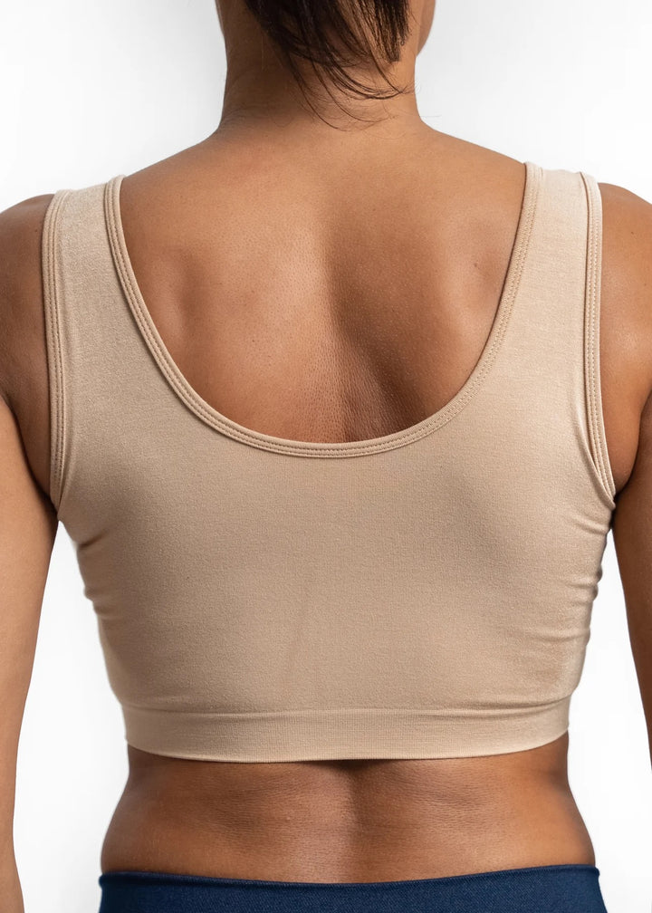 Elietian V-neck bra accessory, soft fabric with V-neck design, close-up view showing smooth, comfortable material for everyday wear
