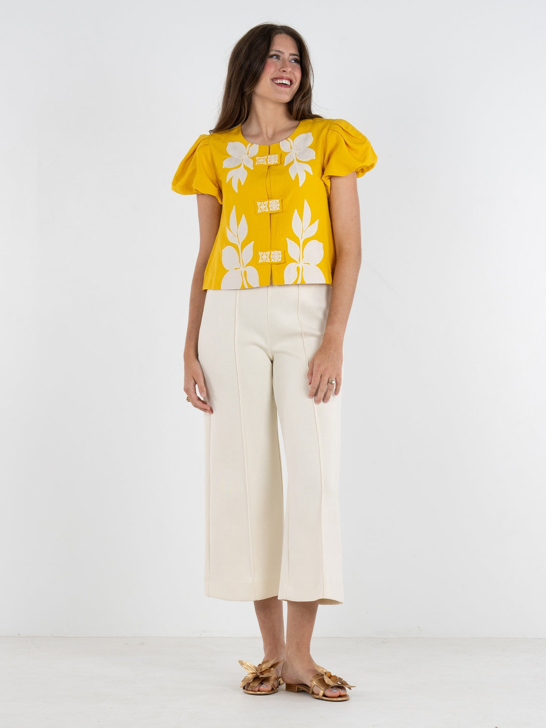 Emily McCarthy Isabella Golden Hour top, stylish women's blouse with floral pattern and relaxed fit, perfect for casual wear.