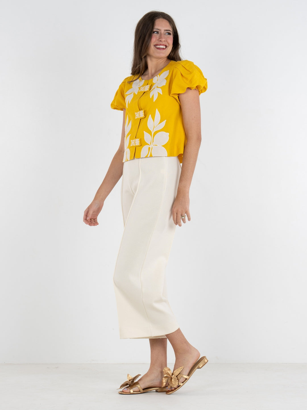 Emily McCarthy Isabella Golden Hour top, stylish women's blouse in vibrant golden hue, featuring elegant design and flattering fit.