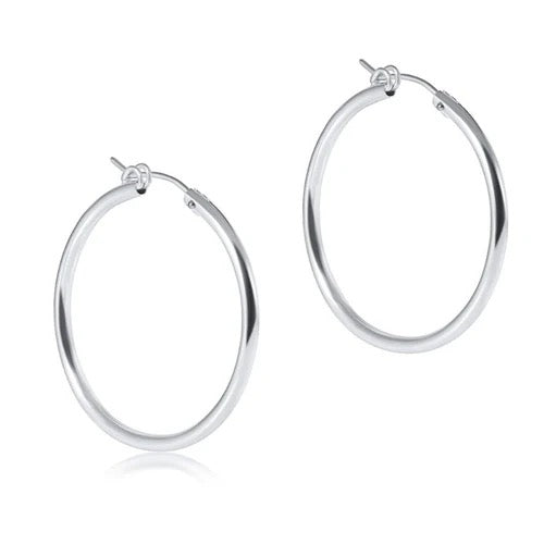 Sterling silver 1.25-inch round smooth hoop earring by Enewton, showcasing a polished, minimalist jewelry accessory.