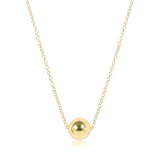 Gold 16-inch 8mm bead necklace by Enewton, showcasing shiny round beads on a delicate chain.