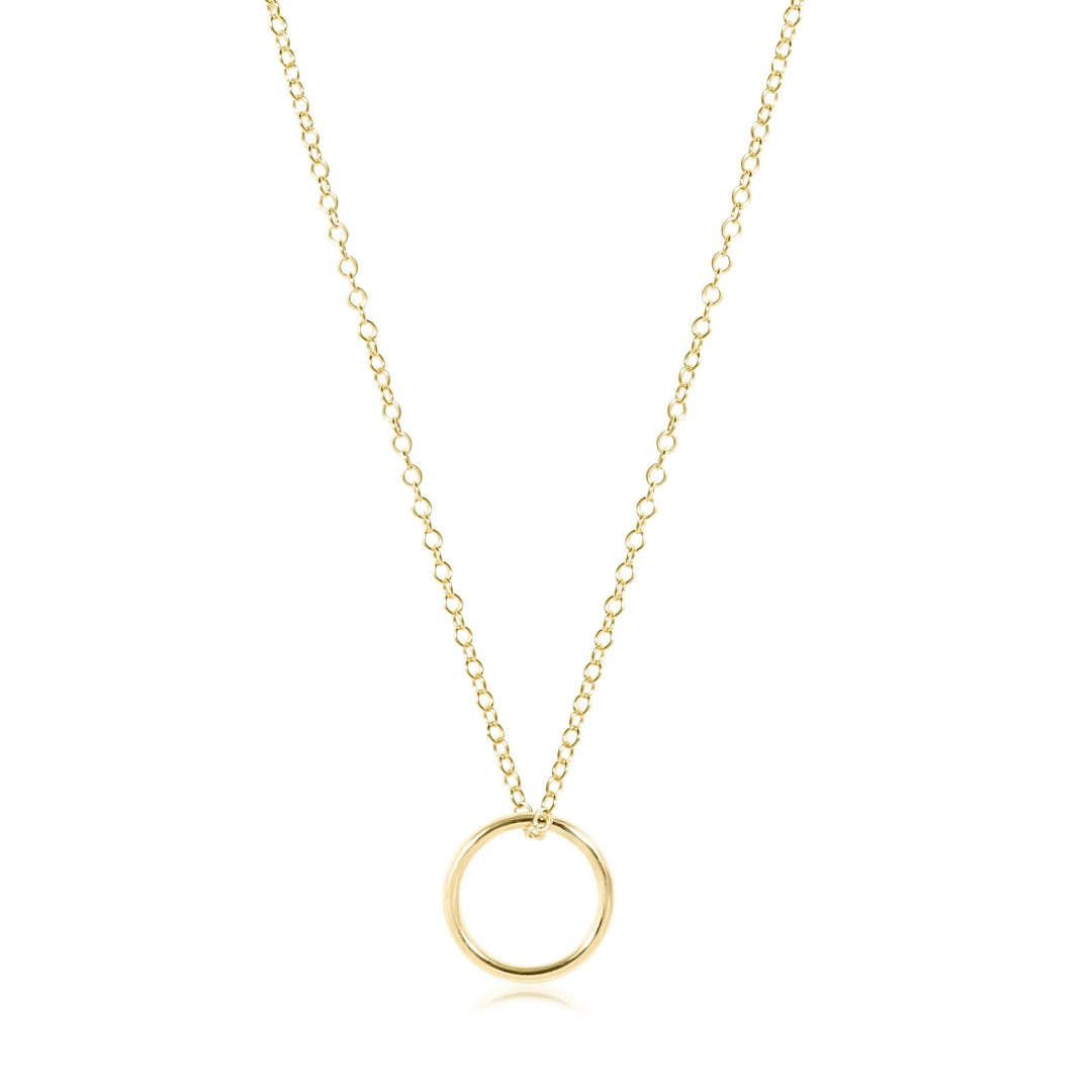 Enewton 16-inch gold halo charm necklace with delicate chain and circular pendant, stylish jewelry accessory for women