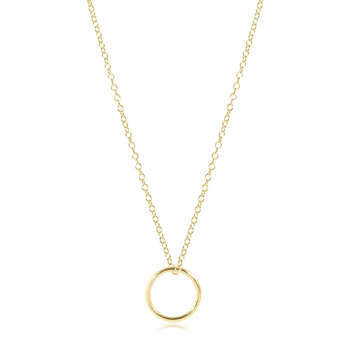 Enewton 16-inch gold halo charm necklace with delicate chain and circular pendant, stylish jewelry accessory for women