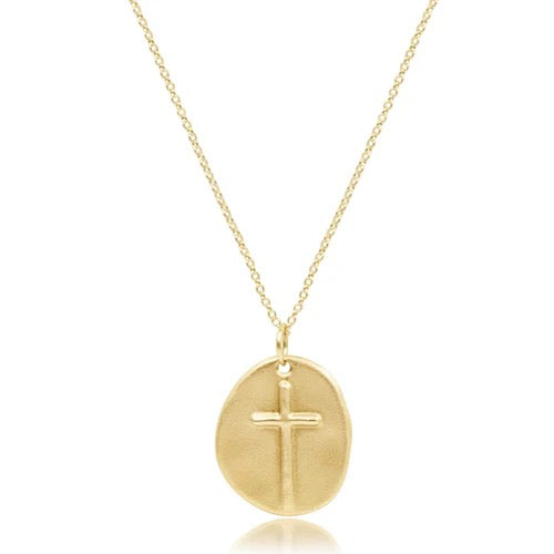 Gold 16-inch necklace with Inspire gold charm, stylish jewelry accessory by Enewton featuring a delicate design.