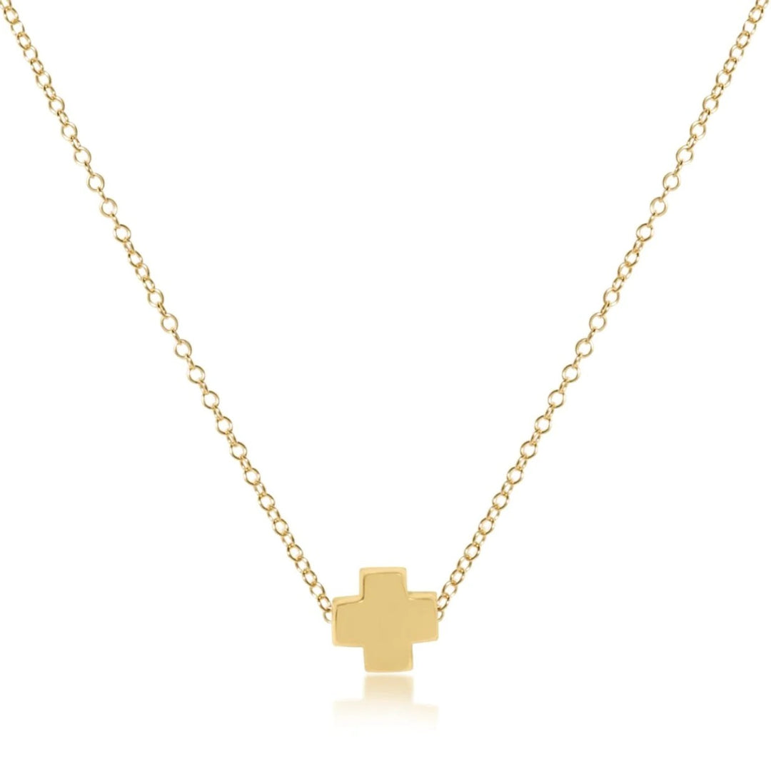 Enewton 16-inch gold necklace with signature cross pendant, stylish accessory for everyday wear.