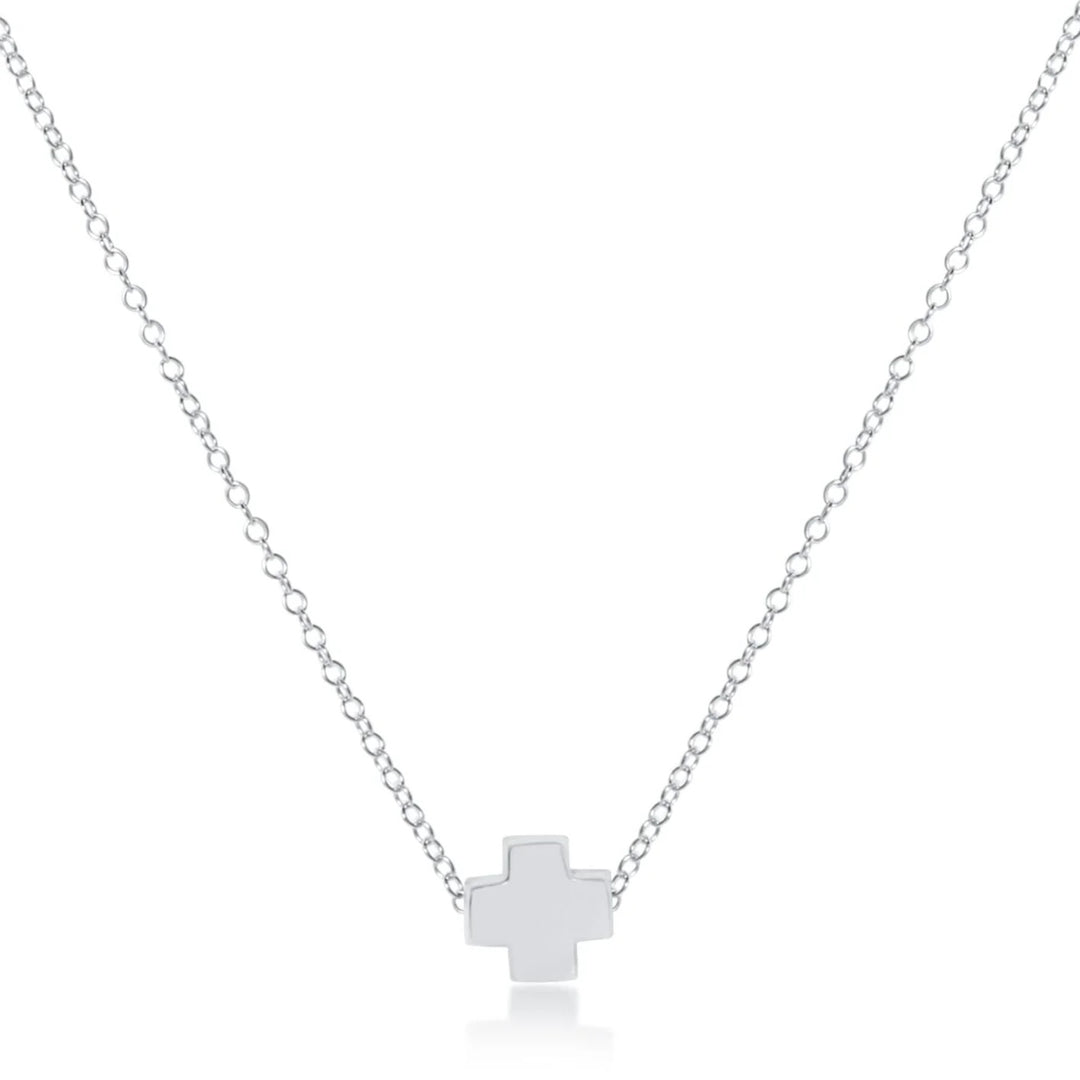 Sterling silver 16-inch signature cross necklace by Enewton, featuring a sleek and stylish accessory design.