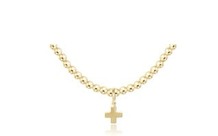 Enewton 17-inch gold choker necklace with 3mm beads and signature cross gold charm, stylish accessories for women.