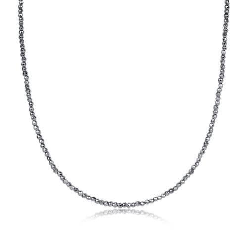 Silver 17-inch choker necklace with faceted hematite 2mm beads, stylish accessories by Enewton.