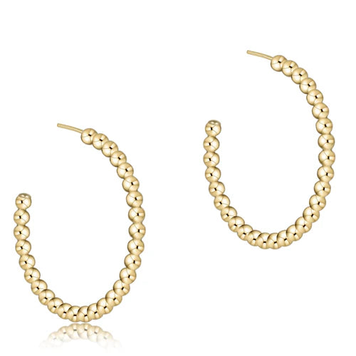 Enewton beaded gold post hoop earrings, 1.25-inch with 3mm beads, stylish accessories for everyday wear