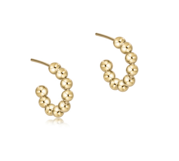 Enewton beaded gold 1-inch post hoop earrings with 4mm beads, stylish accessories for everyday wear.
