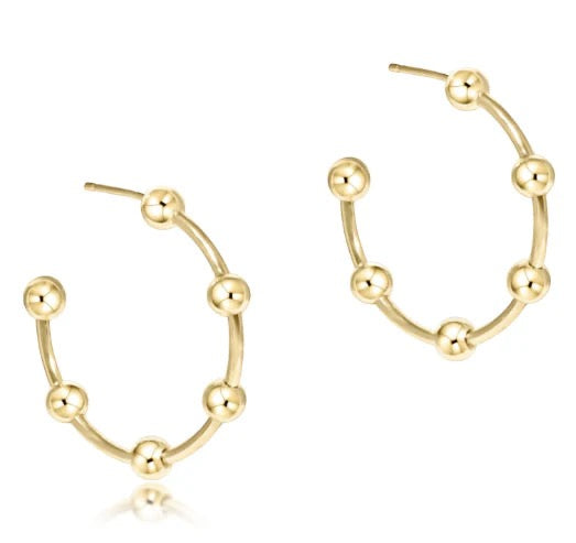 Enewton beaded gold 1-inch post hoop earrings with 4mm beads, stylish accessories for a subtle, elegant look