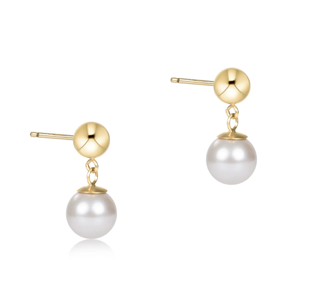 Enewton classic 8mm pearl ball drop stud earring showing a silver post with a white pearl ball for accessories.