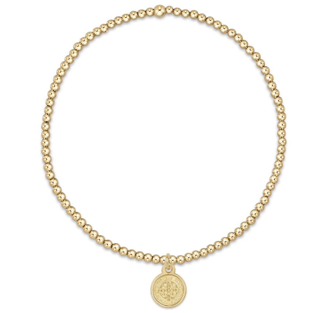 Enewton classic gold 2mm bead bracelet featuring small gold disc charms, elegant jewelry accessory for women.