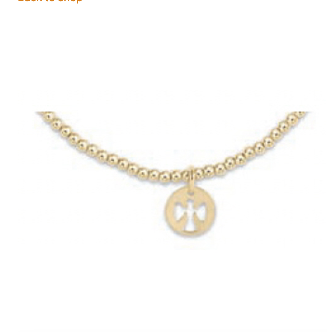 Enewton classic gold 2mm bead bracelet featuring a small guardian angel disc, elegant jewelry accessory for everyday wear.