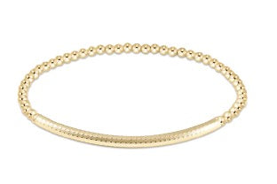 Enewton Classic Gold 3mm bead bracelet with textured Bliss Bar design, stylish accessories for everyday wear.