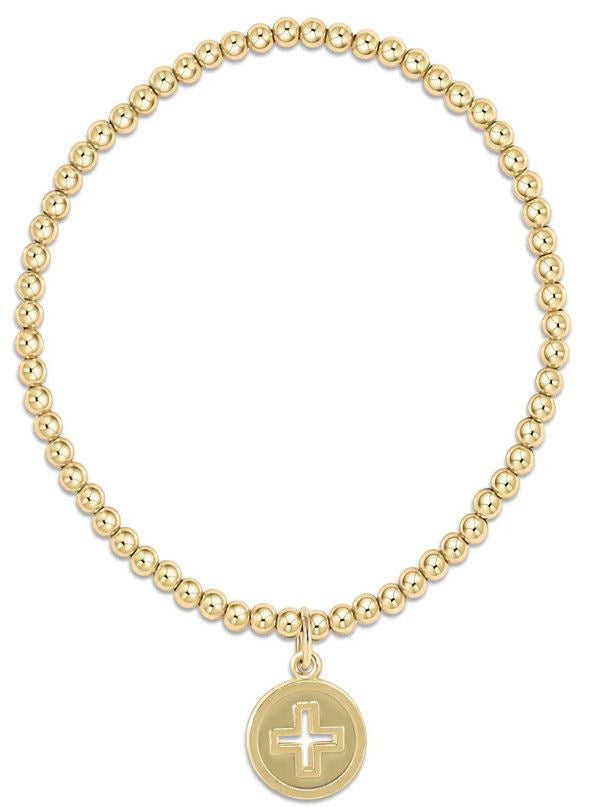 Enewton Classic Gold 3mm Bead Bracelet with signature cross and gold disc, showcasing elegant beaded jewelry accessories.
