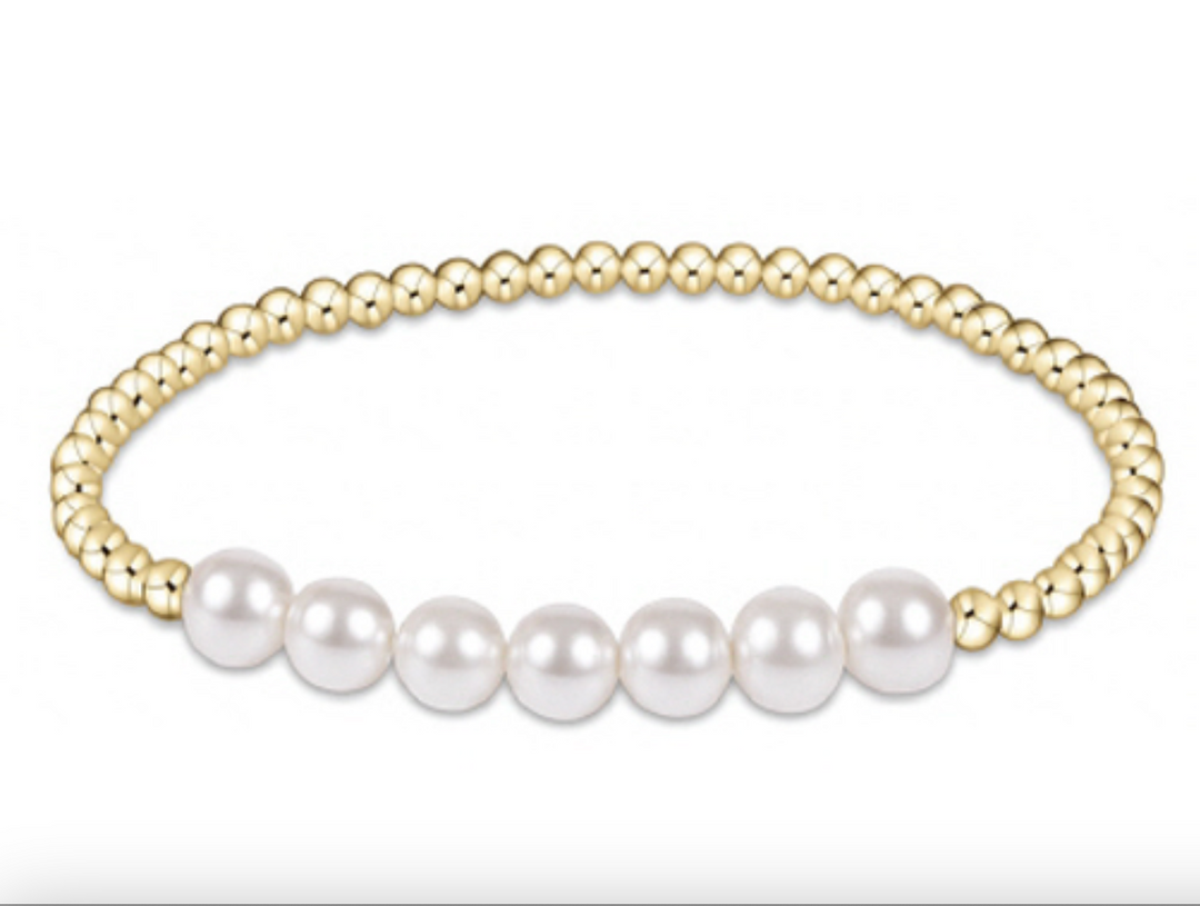 Enewton Classic Gold Beaded Bliss 6mm bead bracelet with pearl accents, stylish accessories for elegant jewelry looks.