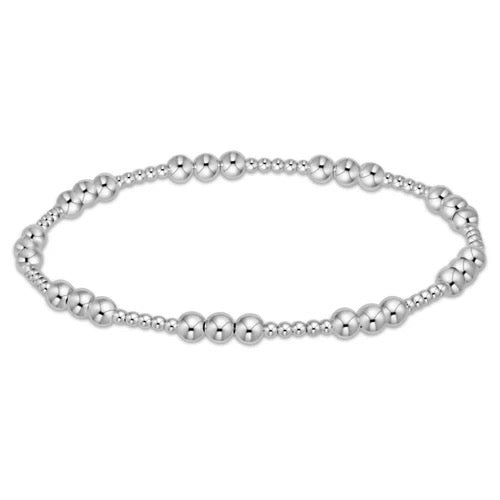 Sterling silver Classic Joy Pattern 4mm bead bracelet by Enewton featuring a detailed, textured design on round beads.