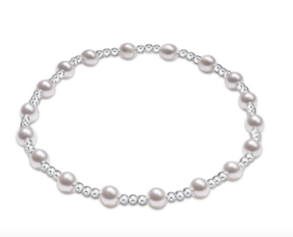 Sterling silver bead bracelet with 4mm pearl accents from Enewton's Classic Sincerity jewelry collection.