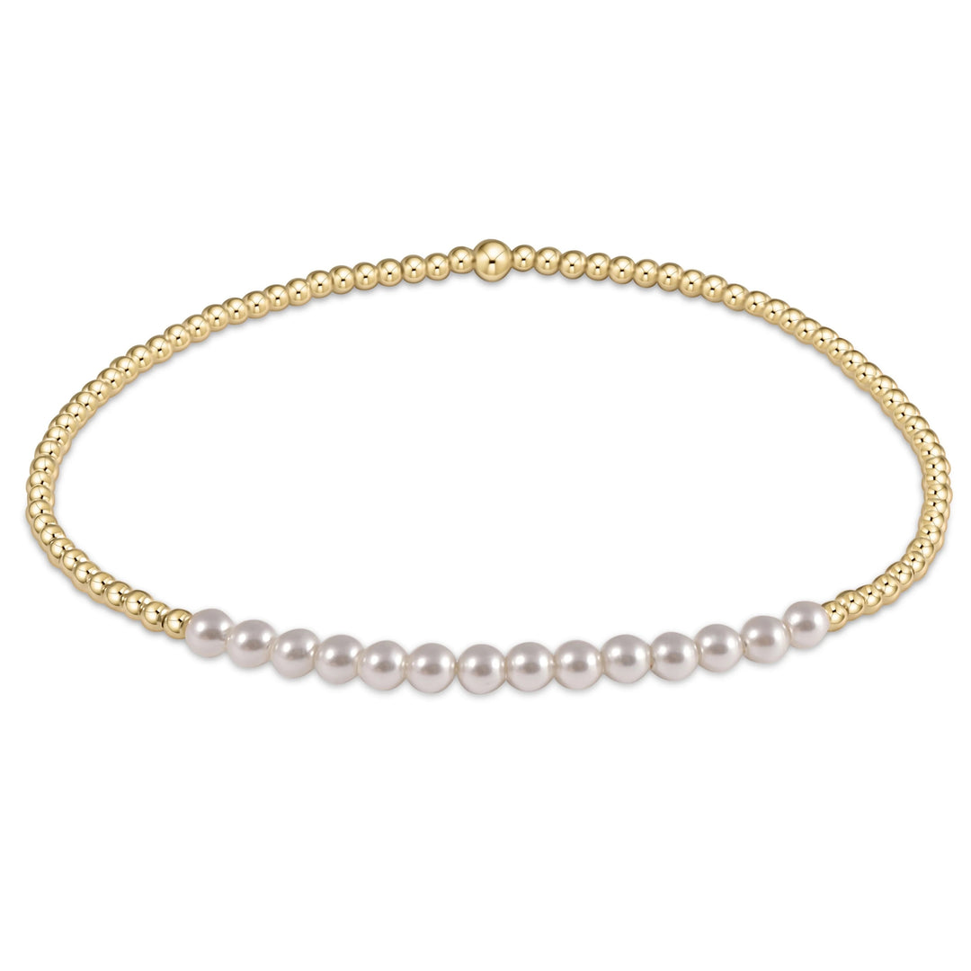 Enewton Gold Bliss Pearl 3mm bracelet with gold and white pearls, stylish accessories for elegant wristwear.