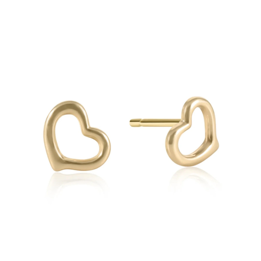 Gold love-shaped stud earring by Enewton, stylish accessory with a minimalist design, shown on a plain background.