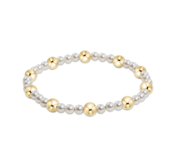 Enewton Pearl Sincerity Pattern 4mm bead bracelet with 6mm gold accents, stylish jewelry accessory for elegant looks.