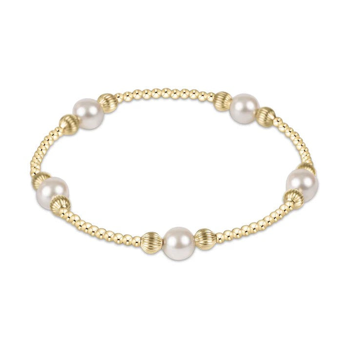 Enewton Purpose Dignity Pearl 6mm gold beaded bracelet with round pearl beads and adjustable clasp, stylish accessories for women.