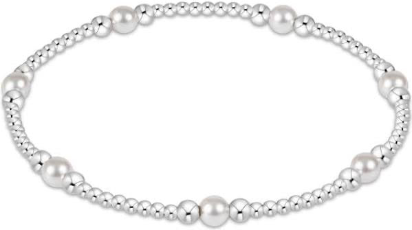 Sterling silver Purpose Pearl 4mm bead bracelet by Enewton, featuring smooth round pearls and a delicate design.