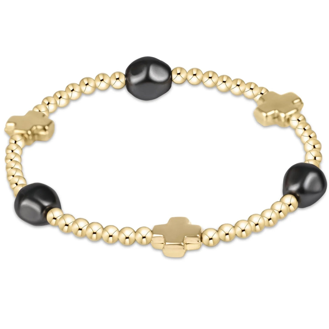 Dark grey pearl beaded bracelet from Enewton's Signature Cross Admire 3MM Bead Bracelet collection, featuring an elegant accessory design.