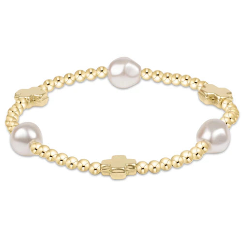Enewton Signature Cross Admire Pearl 3MM Bead Bracelet with silver cross charm, elegant accessories for stylish wear