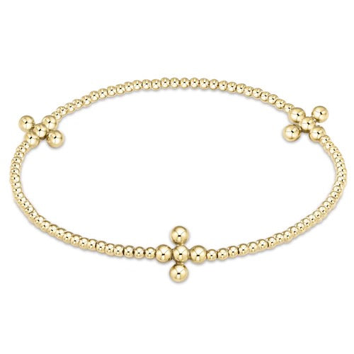 Enewton Signature Cross gold beaded bracelet with 2mm and 3mm gold beads and classic cross charm, stylish accessories for men and women
