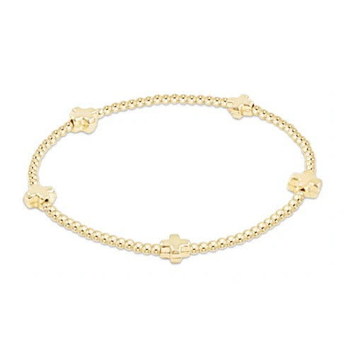 Enewton Signature Cross Small Gold Bead Bracelet with 2mm beads, stylish accessories for a subtle, elegant look.