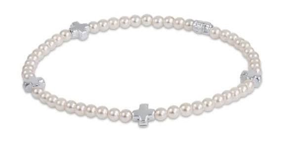 Sterling pearl pattern 3mm bead bracelet from Enewton's Signature Cross accessories collection, featuring silver beads and intricate design.