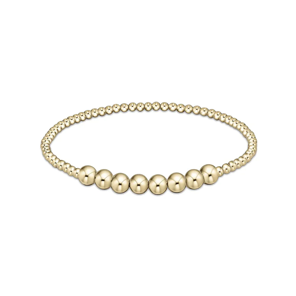 Enewton Gold Beaded Bliss bracelet with 2.5mm and 5mm round beads, stylish accessory in a close-up view