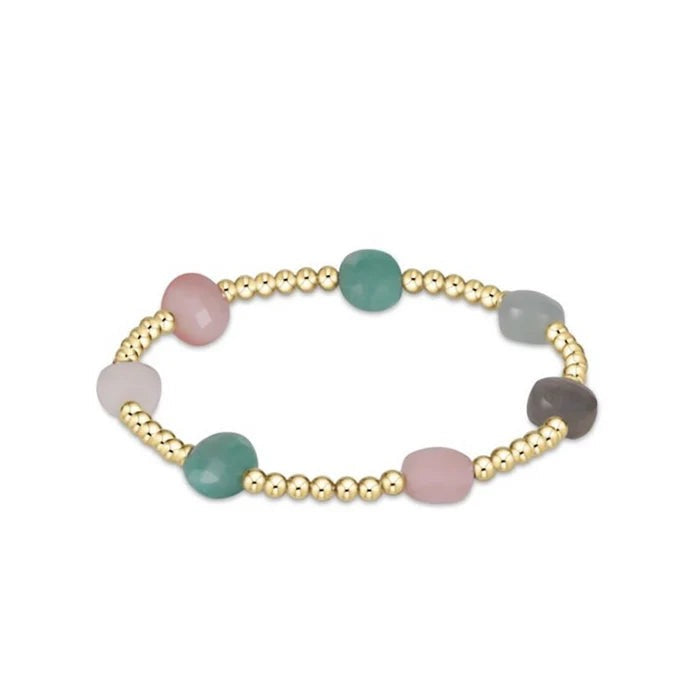 Enewton Admire Gemstone 3mm Bead Bracelet featuring colorful round gemstone beads on a delicate elastic strand.