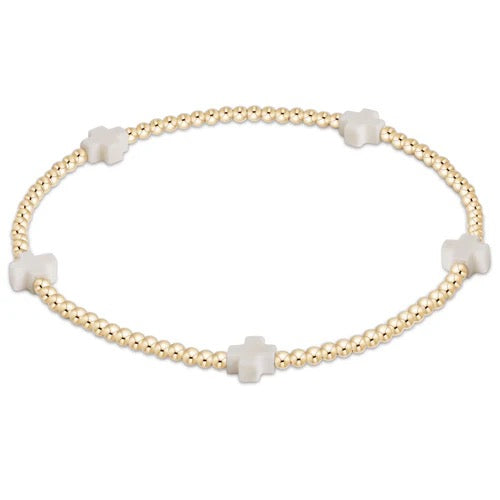 Enewton Signature Cross Small 2MM gold bracelet with delicate chain and subtle cross charm for stylish accessories.