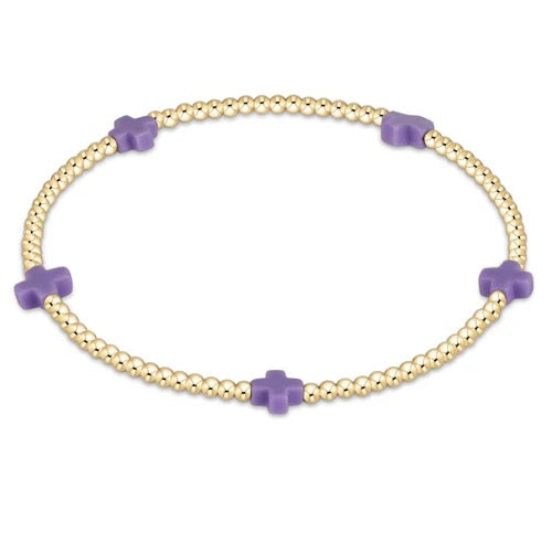 Enewton Signature Cross Small 2MM Gold Bracelet showing a delicate gold chain with a small cross pendant for accessories.
