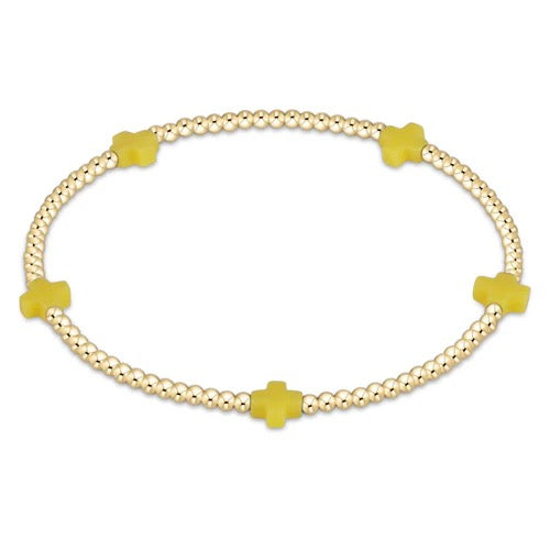 Enewton Signature Cross Small 2MM gold bracelet with delicate chain and cross charm, accessory jewelry for men or women.