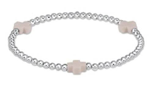 Enewton Signature Cross Sterling Pattern 3MM Bead Bracelet with white cross beads, stylish accessory for men and women.