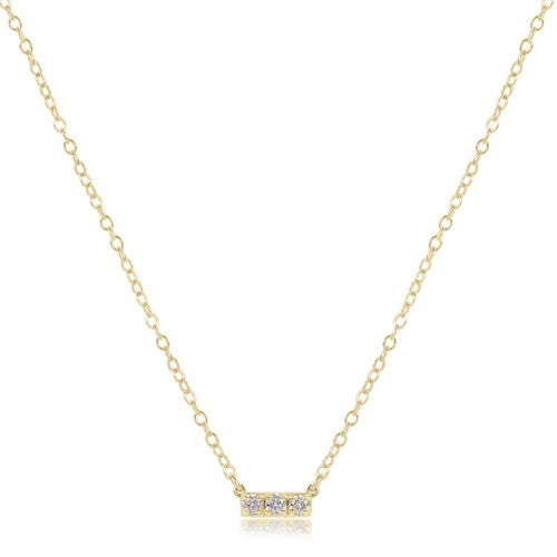 14Kt gold and diamond bar necklace from Enewton, showcasing a sleek gold bar with sparkling diamond accents.