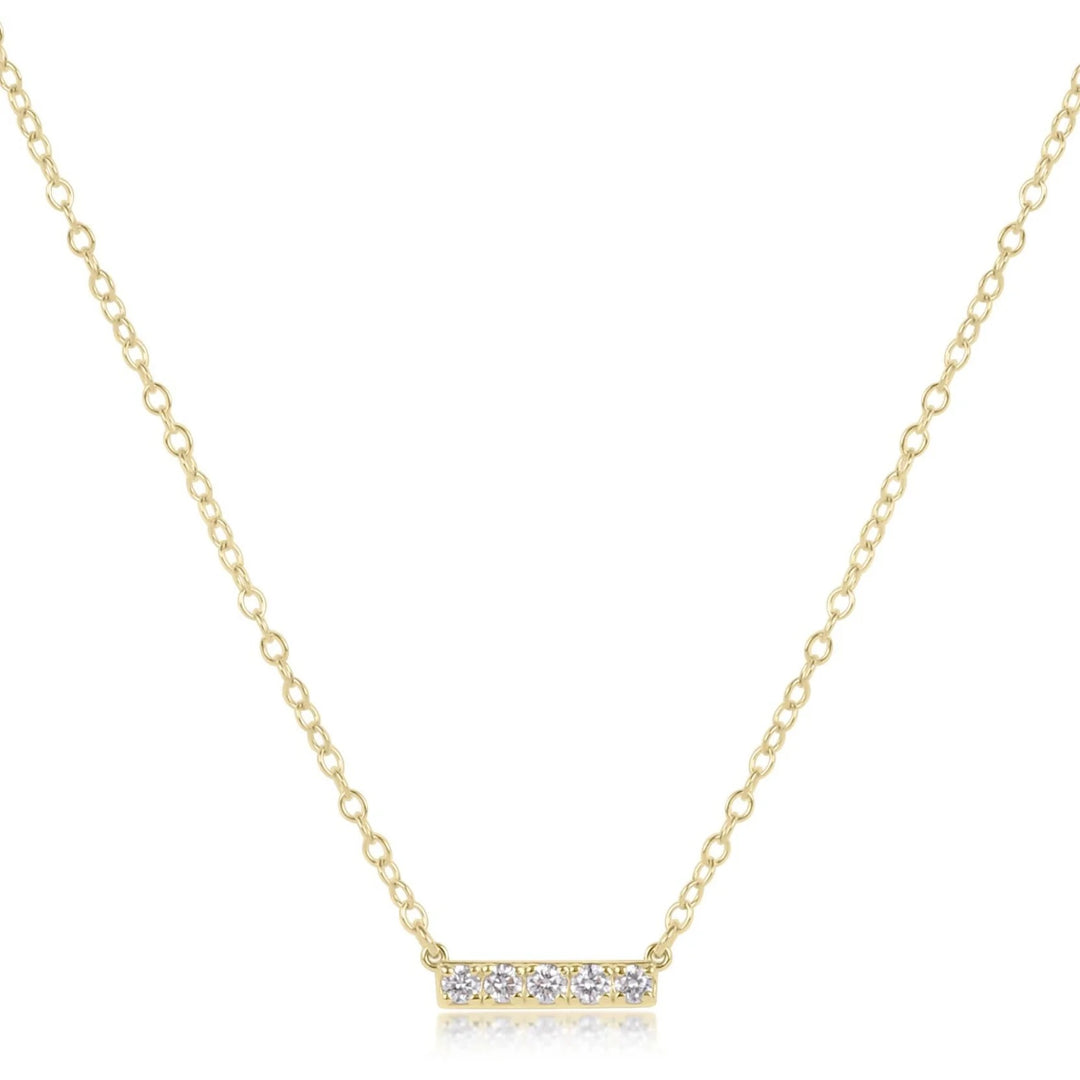 14Kt gold and diamond bar necklace by Enewton featuring a sleek, elegant design with sparkling diamond accents.