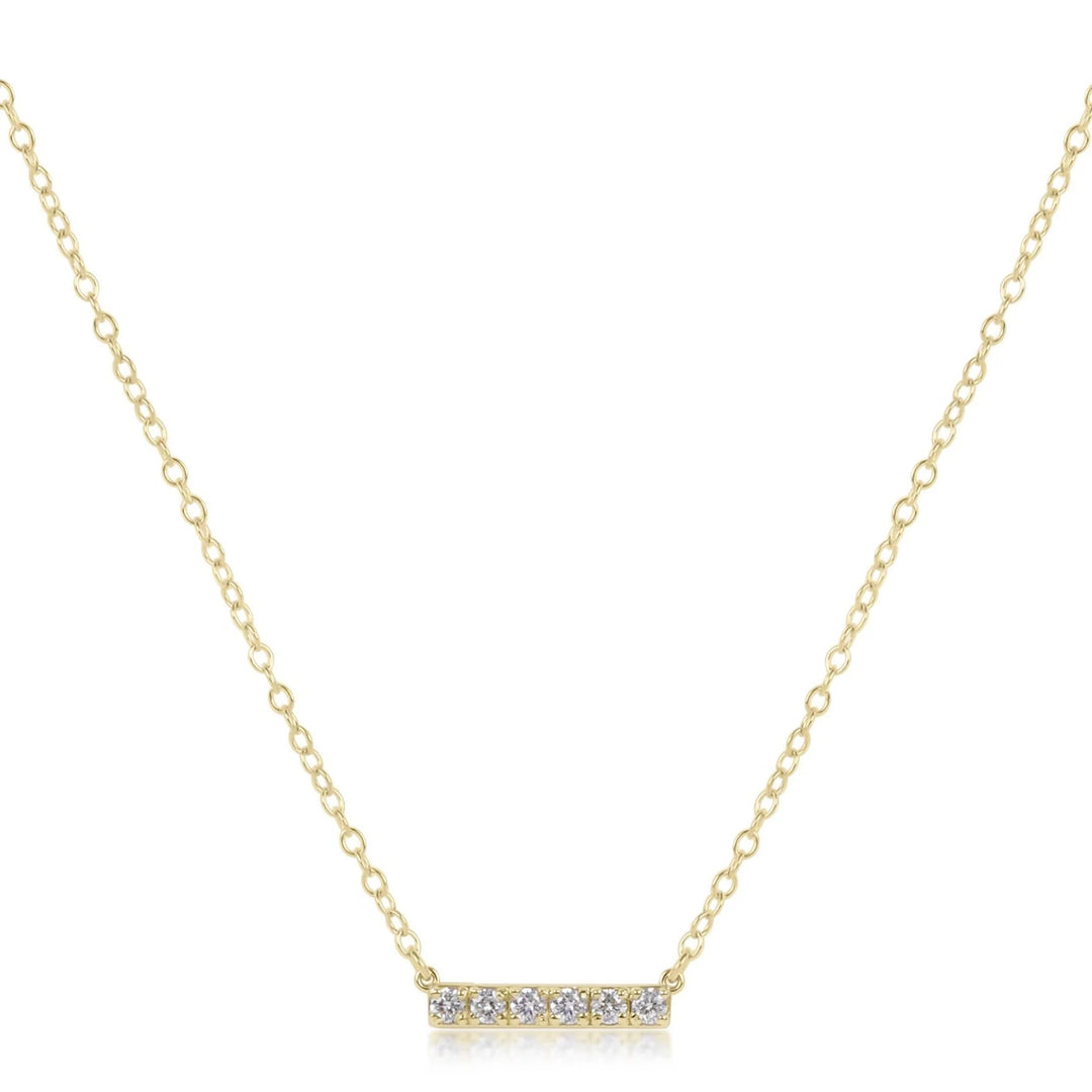 14K gold and diamond bar necklace by Enewton featuring a sleek horizontal bar pendant with sparkling diamonds.