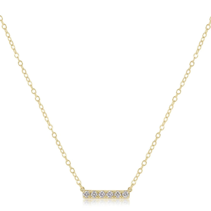 14K gold and diamond bar necklace by Enewton featuring a sleek horizontal bar pendant with sparkling diamonds.