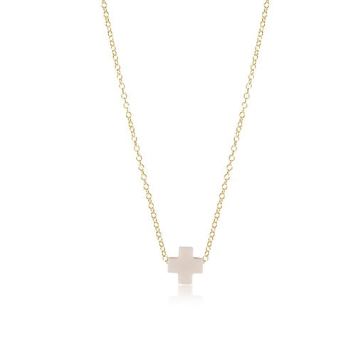 Gold 16-inch Signature Cross Necklace by Enewton, stylish accessory with a polished cross pendant on a sleek chain.