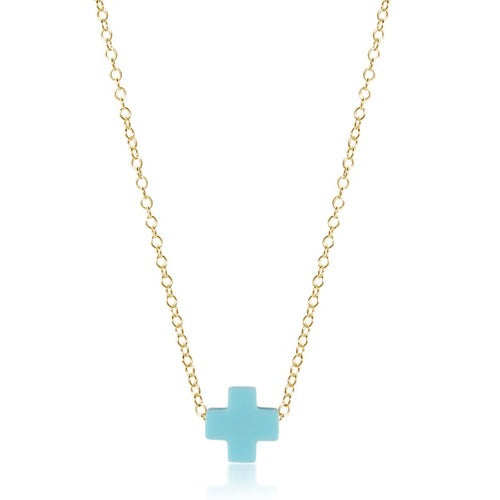Gold 16-inch Signature Cross Necklace by Enewton, showcasing a sleek cross pendant on a delicate chain.