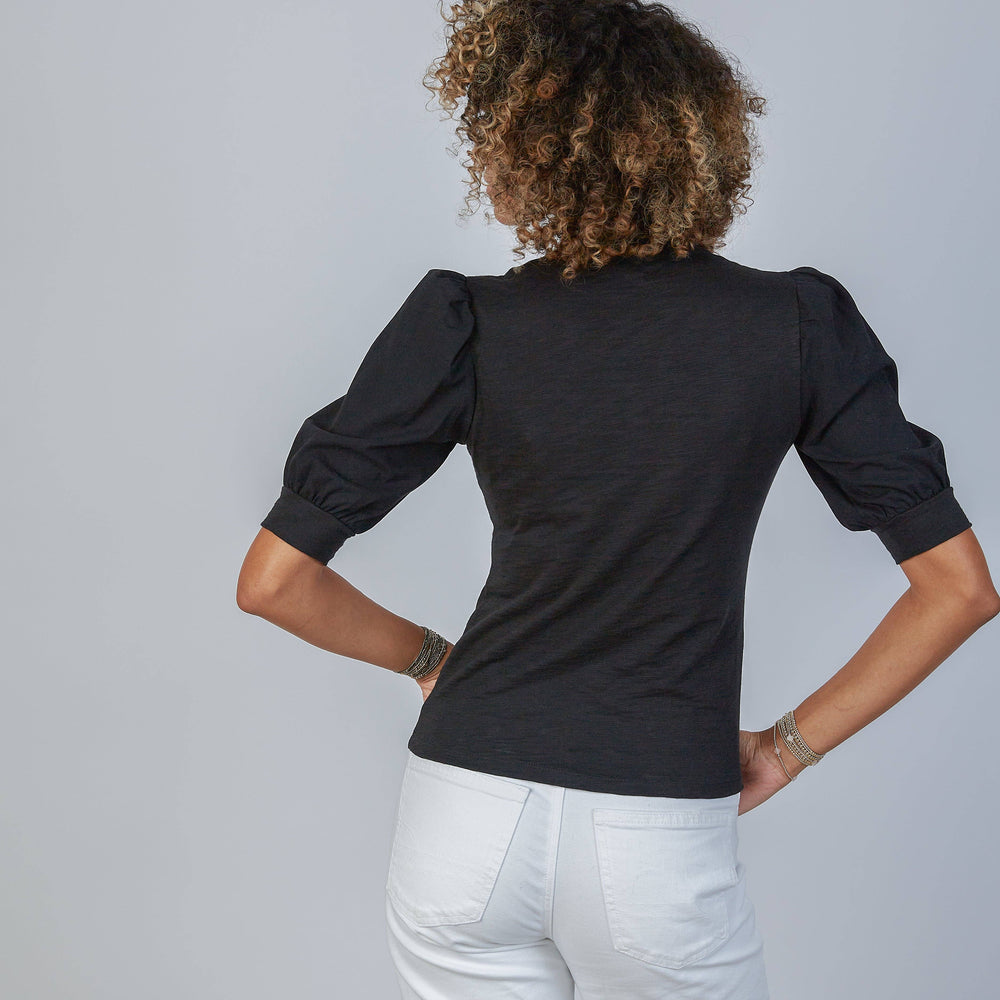 Erin Gray Kate Puff Sleeve Tee, stylish tops with puff sleeves, in a relaxed fit, shown in a light-colored fabric.