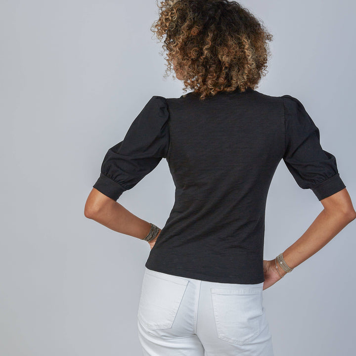 Erin Gray Kate Puff Sleeve Tee, stylish tops with puff sleeves, in a relaxed fit, shown in a light-colored fabric.