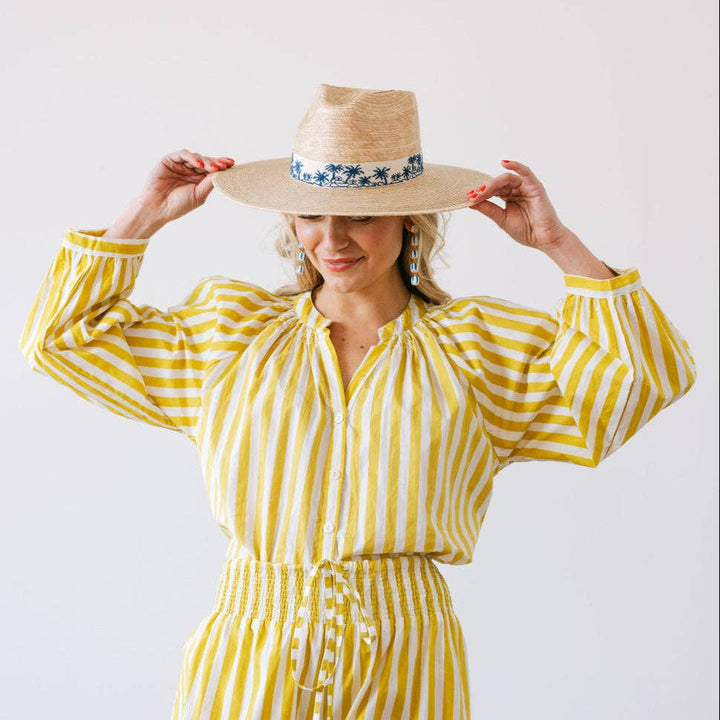 Tropical Toile Palm Hat