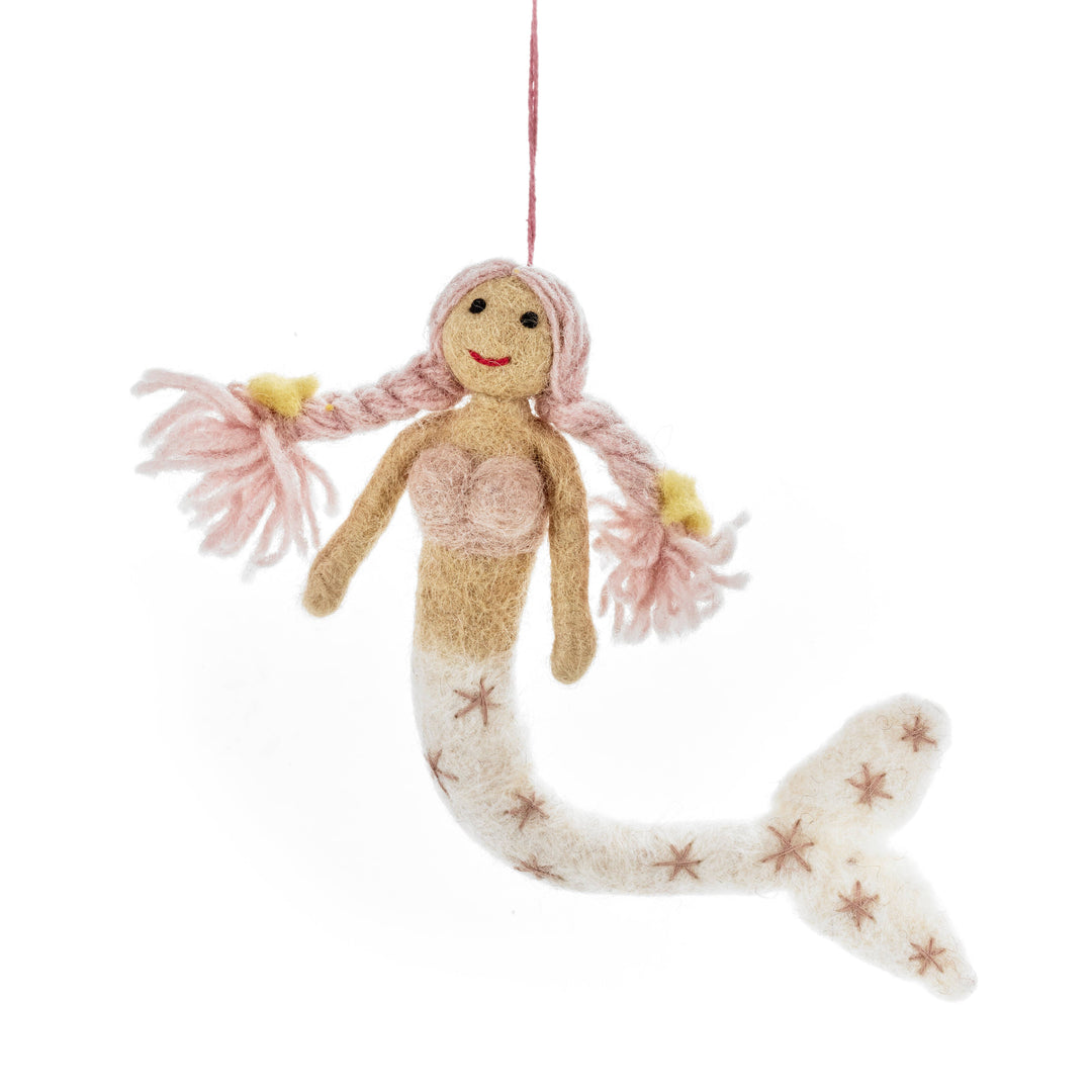 Felt mermaids home ornaments by Felt So Good featuring colorful felt mermaid figures for decorative display.
