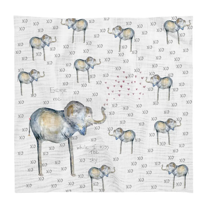 French Graffiti cotton swaddle gift with soft, breathable fabric perfect for wrapping and comforting a baby.